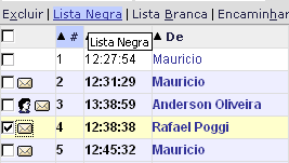 detalhe da tela do webmail que mostra a opo de adicionar remetente para a lista negra