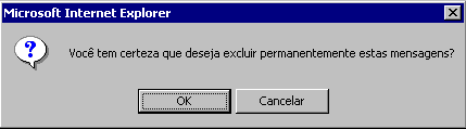 janela de alerta solicitando confirmao de excluso da mensagem
