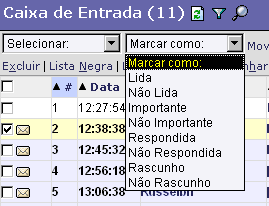 detalhe da tela do webmail mostrando como a mensagem pode ser classificada: lida,nova,importante,...