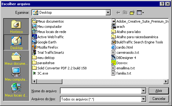 imagem representando o windows explorer para selecionar-se o arquivo